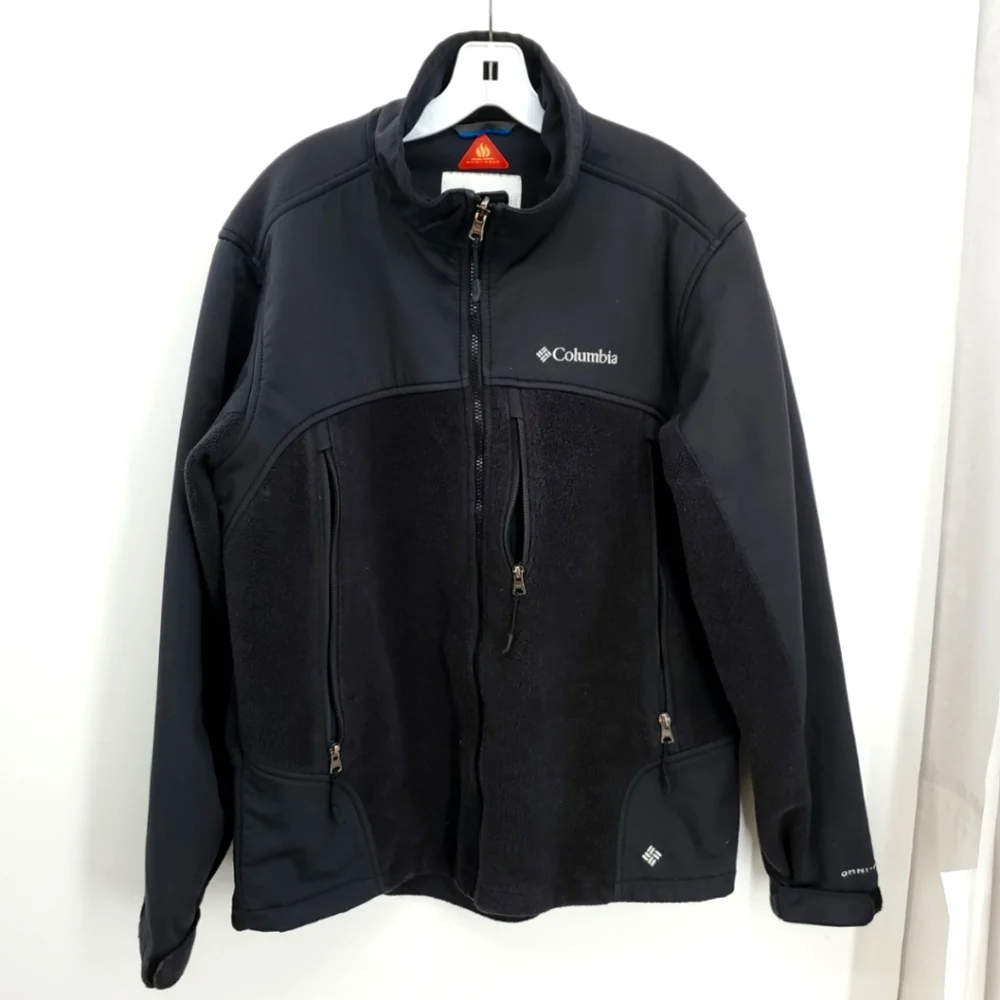 Columbia Black Performance Jacket Zip Fleece Interchange Omni Heat Men Large